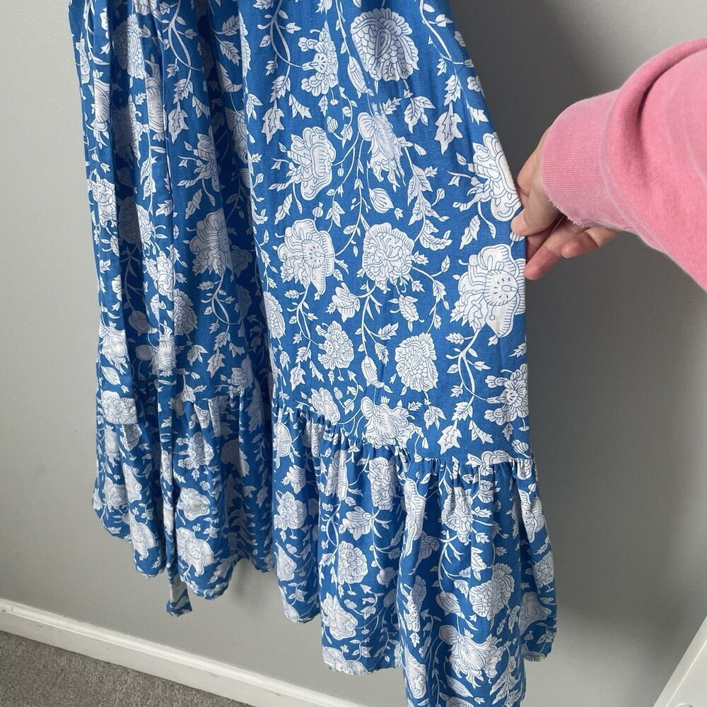 WHISTLE Boutique Maxi Dress Floral Pattern Blue Flowy Strapless Women's Size 14 - Picture 4 of 11